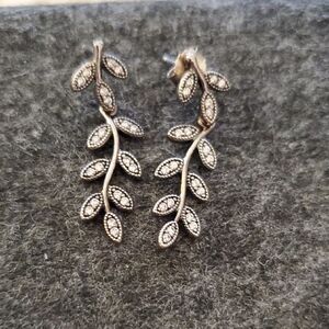 Pandora Silver Leaf Vine Drop Earrings